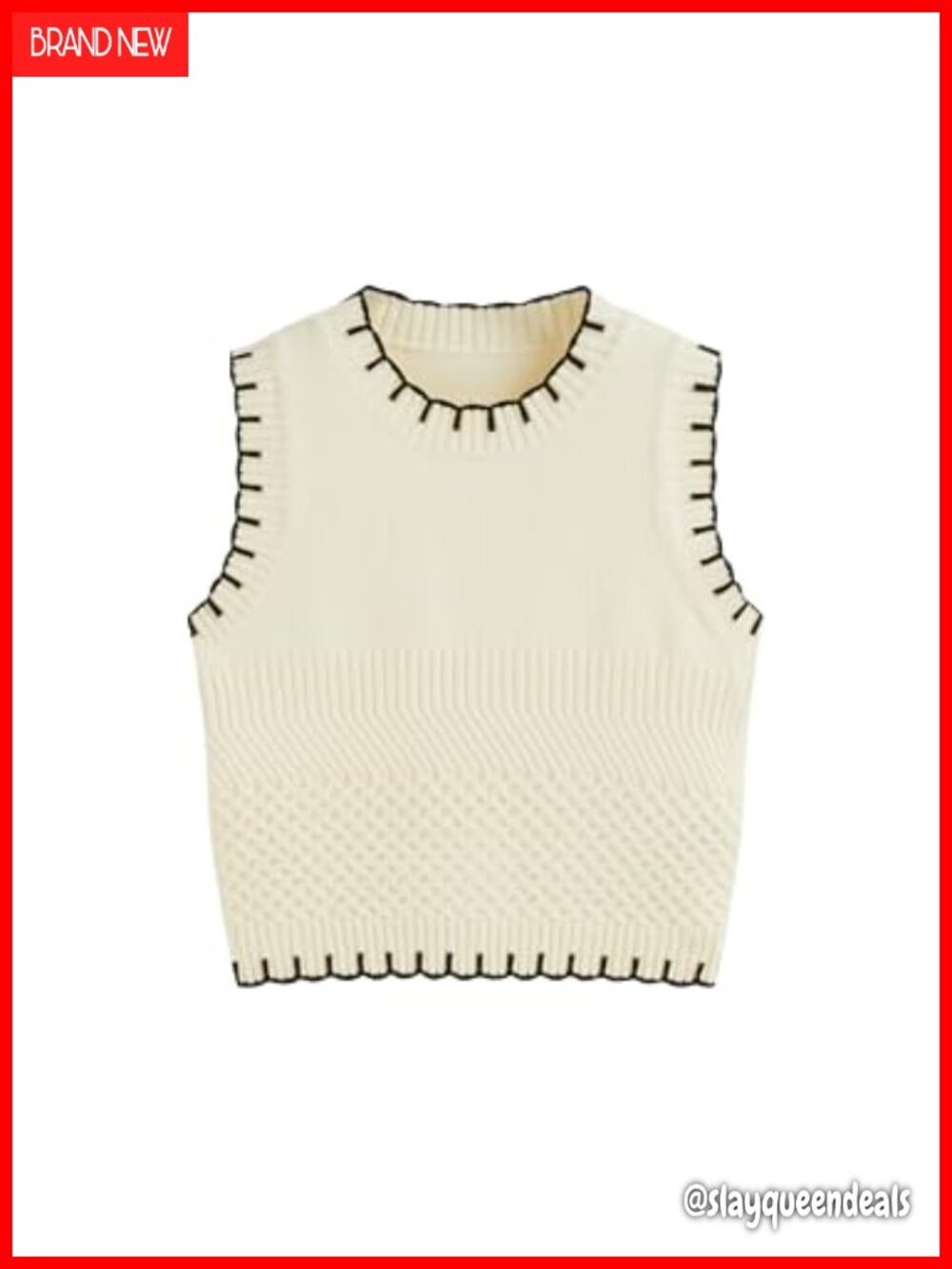 Sleeveless Knit Sweater Vest Crew Neck Cropped Tank Top Layer Outfit